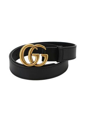 Gucci GG Marmont Belt Leather Black 80 Gold